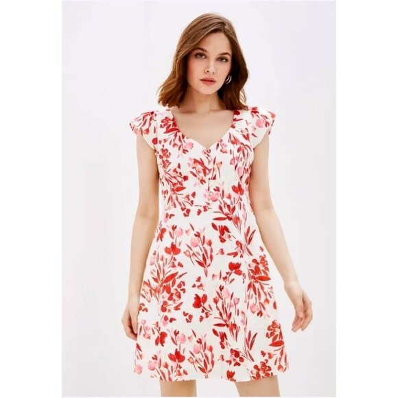 Banana Republic Dresses & Skirts - Banana Republic Dress 14 Floral Linen Cotton  Spring Coral Button Front